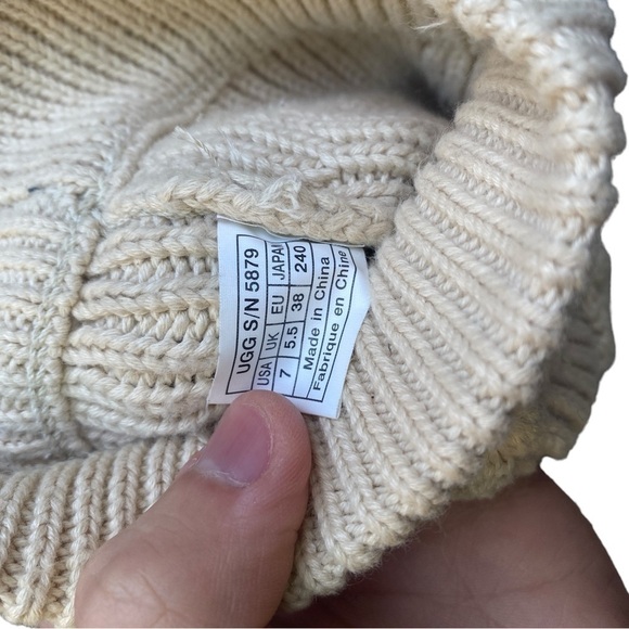 Ugg Classic Argyle Knit Boots Size 7 White Cream - Picture 8 of 8